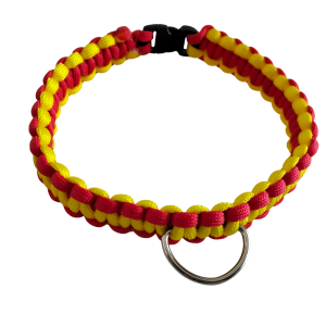 Collar Perro Artesanal Bandera de España - Paracord Gualda y Rojo - Nudo Cobra - Fuerte y Duradero